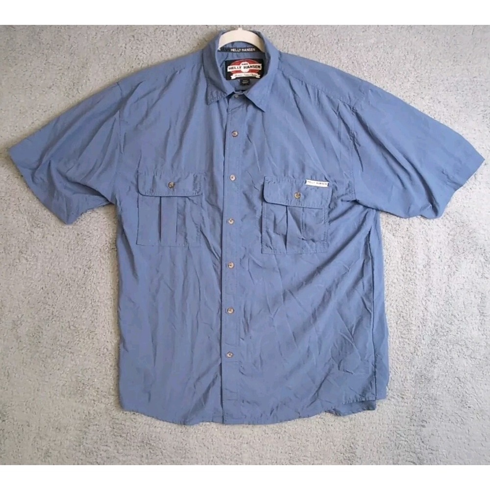 Helly Hansen Shirt Mens Medium Blue Quick Dry Marine Sailing Outdoor‎ Hiking
